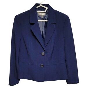 Kasper Blue Two Button Front Topper Career Blazer Suit Jacket Size 12P